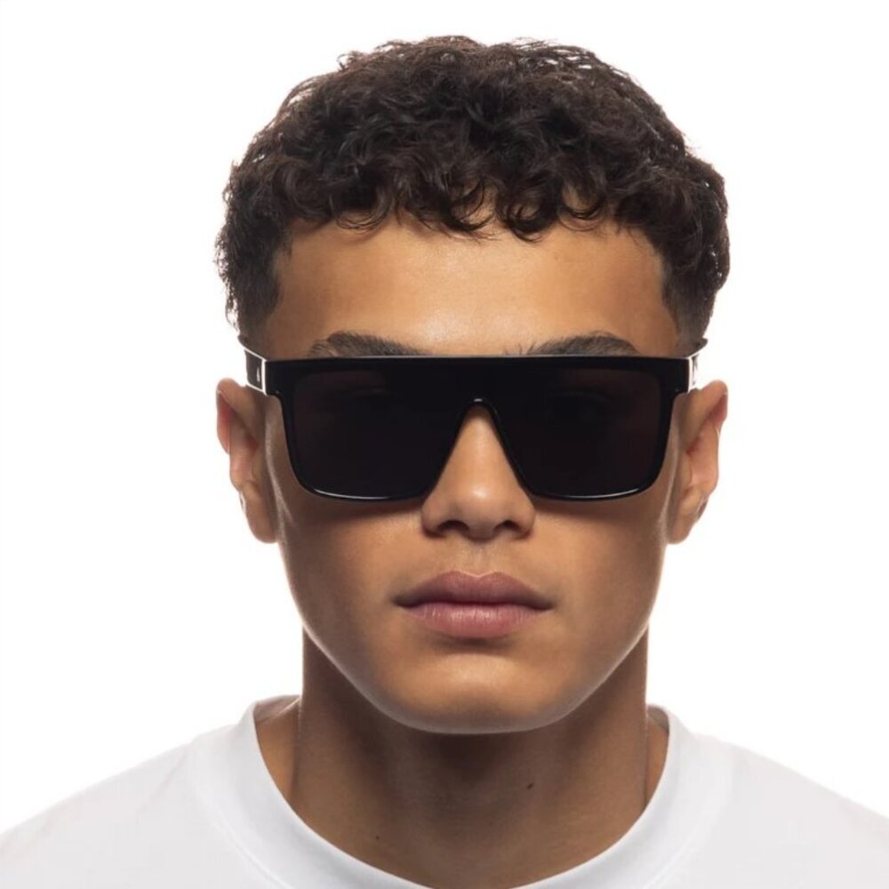 Aire Ara Flat Top Square Sunglasses Shiny Black Smoke Mono Unisex NWOT